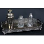 Two clear glass sugar casters with electroplated mounts to include Christofle example,