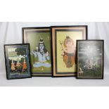Four late 19th/early 20th century Indian gouaches, the two larger depicting Lord Shiva and Ganesh,