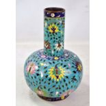 A 19th century English porcelain bottle vase with simulated cloisonné decoration, height 30cm.