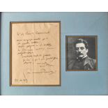 GIACOMO PUCCINI; a hand written letter from the composer with translation verso,