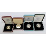 Four boxed proof coins to include silver £2, 1998 and Barbados silver $1 example,