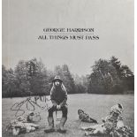 THE BEATLES, GEORGE HARRISON; a signed album cover 'All Things Must Pass',