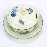 An 18th century Worcester porcelain 'Gilly Flower' pattern circular butter dish with cover and