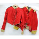 Two Royal Scots mess tunics with yellow trim to collars and cuffs,