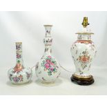 A late 19th century Samson porcelain Chinese style bottle vase with knopped neck,