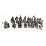 A collection of Roger Gibson pewter figures to include 'The Moon Wizard', 'Morgan Le Fey',