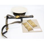 A Victorian naval admiral's leather dress belt with bullion work oak leaf detail and gilt metal