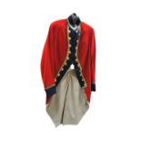 A military dress coatee with navy trim and gold bullion work detail and GR gilt buttons.