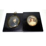 A 19th century oval portrait miniature on ivory, 'The Duchess of Devonshire', 8 x 6.