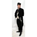 A military blue velvet dress uniform comprising coatee, silk waistcoat, trousers,