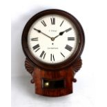 A 19th century single fusee drop dial wall clock, the repainted circular dial inscribed 'T Finney,