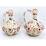 A pair of Zsolnay Pecs porcelain vases of squat baluster form,