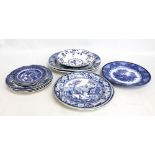 A small group of decorative blue and white ceramics.