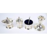 SJ ROSE & SON; an Elizabeth II hallmarked silver three piece cruet set,
