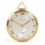 GARRARD; a 9ct yellow gold cased open faced crown wind pocket watch,