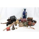 A quantity of collectors' items, including binoculars, lantern slides, books,