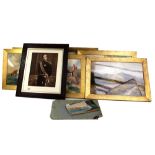 RC RISELEY (20th Century); six watercolours depicting rural and boating scenes, all signed,