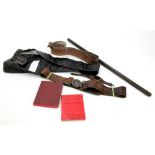 A mixed lot comprising WWI period officer's leather swagger stick,