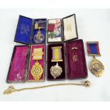 A group of Masonic medallions to include a large hallmarked silver gilt Royal Antediluvian Order of