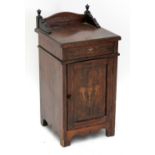 An Edwardian inlaid rosewood pot cupboard.