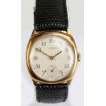 BENSON; a 1950s gentleman's vintage 9ct yellow gold wristwatch,