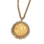 A George V full sovereign, 1913, in 9ct yellow gold detachable pendant mount,