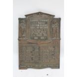 A metal WWI commemorative Roll of Honour for Bridge Street U.F.