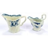 An 18th century Worcester porcelain Chelsea cream jug painted in underglaze blue with floral and