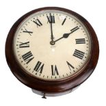 A George VI GPO mahogany cased eight day wall clock with fusee movement, diameter 38cm.