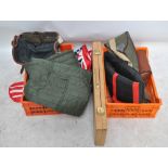 A group of shooting clothing and accessories to include Barbour canvas waistcoat,