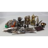 A mixed lot of electroplated to include King's pattern flatware, coffee pots, etc.