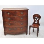 A Regency mahogany bowfronted chest of two short over three long drawers on bracket feet,