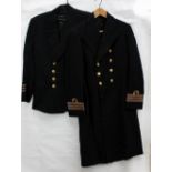 A Royal Navy officer's tunic with bullion work triple stripe and diamond to cuffs and internal