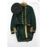 A Royal Company of Archers Queen's Bodyguard green dress uniform comprising tunic and trousers,