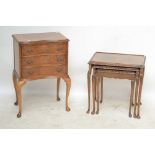 A nest of three tables on cabriole legs with pad feet, 55 x 41cm,