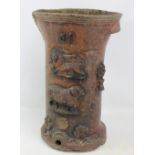 A Buckley Ware water filter with lion and sheep decoration, height 59cm.