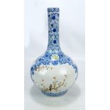 WITHDRAWN A circa 1900 Chinese blue and white bottle neck vase,