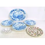 A set of ten 19th century Wedgwood blue and white transfer decorated plates, diameter 24.