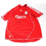 LIVERPOOL FC; a replica shirt signed by Sir Kenny Dalglish, Robbie Fowler and Ian Rush.