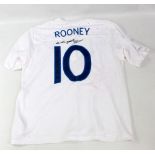 WAYNE ROONEY; an Umbro replica England no.10 shirt with signature to back.