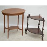 An Edwardian mahogany oval occasional table with undertier, 66 x 45cm,