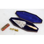 A cased electroplated presentation trowel inscribed 'United Methodist Free Churches Presented to