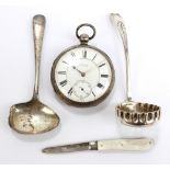 F FRASER; a mid-19th century hallmarked silver open face key wind pocket watch,