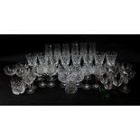 A mixed lot of glassware to include coupes, brandy glasses and champagne flutes.