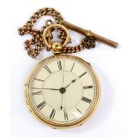 HULL BROTHERS OF MANCHESTER; an 18ct yellow gold cased open face key wind pocket watch,