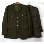 A light infantry officer's dress jacket with ribbon bar and another larger example with internal