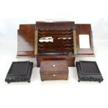 An oak stationery box with fitted interior above a single drawer, width 33cm,