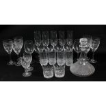 A mixed lot of glassware including a set of six cut glass Royal Brierley wine glasses and a