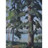 MANNER OF WILFRED GABRIEL DE GLEHN; oil on card, woodland landscape, bearing signature lower left,