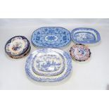 A small group of 19th century predominantly Oriental style transfer decorated plates to include